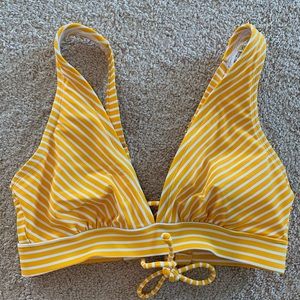 Yellow/white striped bikini top